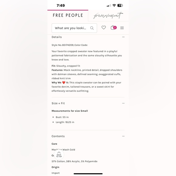 Free People Navy and Light Blue Cowl Neck Sweater - Picture 3 of 13